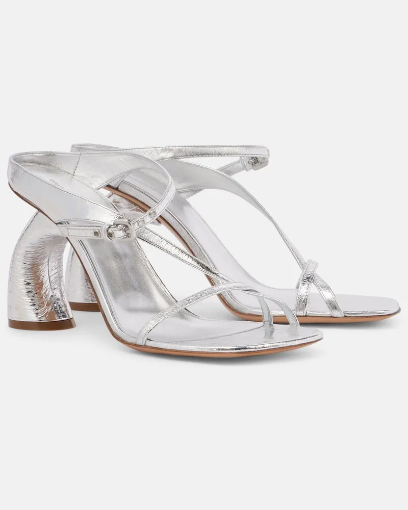 Dries van Noten Mules in vernice metallizzata Argento