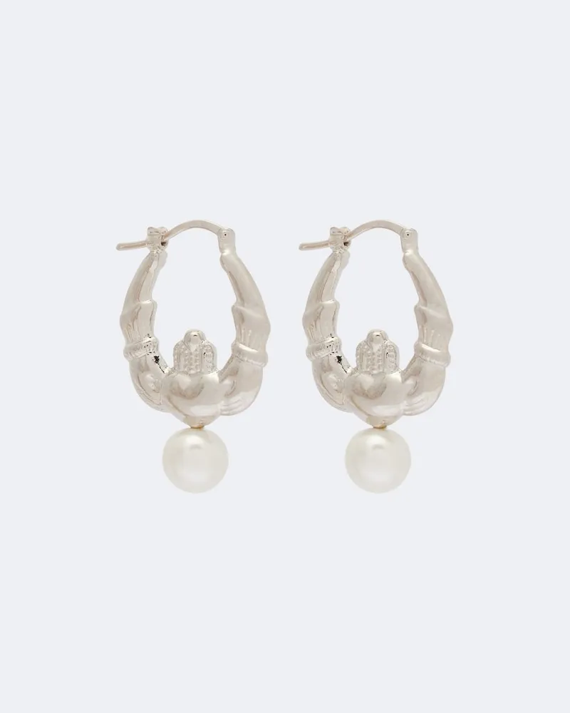 Simone Rocha Orecchini a cerchio con perle bijoux Argento