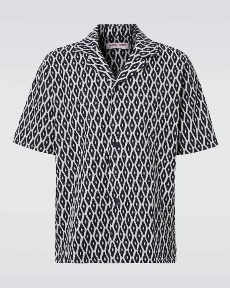 Orlebar Brown Camicia in spugna di misto cotone Nero