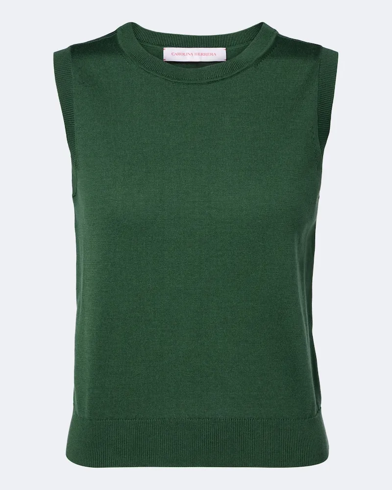 Carolina Herrera New York Canotta in seta e cotone Verde