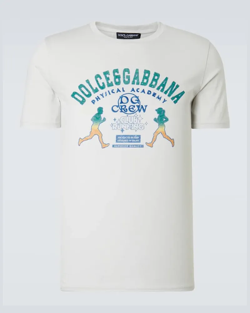 Dolce & Gabbana T-shirt in jersey di cotone con stampa Bianco