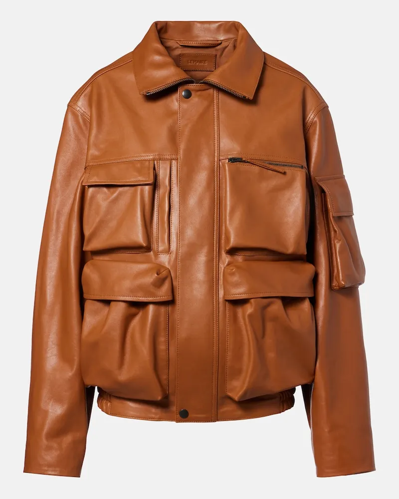 Christophe Lemaire Giacca blouson in pelle Marrone