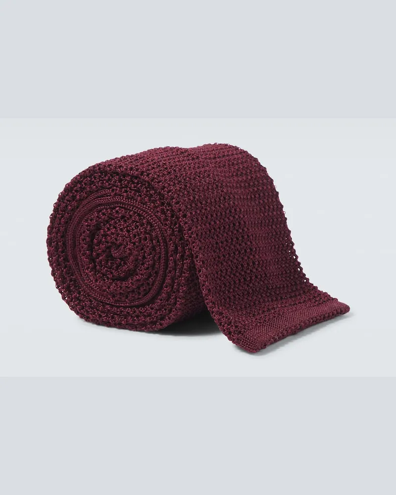 Rubinacci Cravatta in maglia di seta Rosso