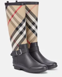 Burberry Stivali a quadri in gomma e tartan Nero