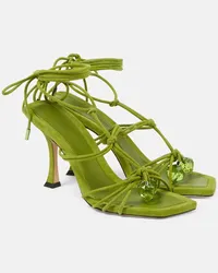 Jimmy Choo Sandali Jemma 90 in suede con cristalli Verde