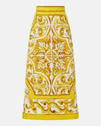 Dolce & Gabbana Gonna midi Majolica in broccato Giallo