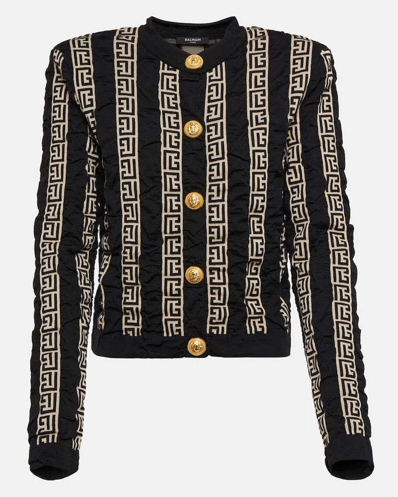 Balmain Cardigan in misto lana con monogramma Multicolore