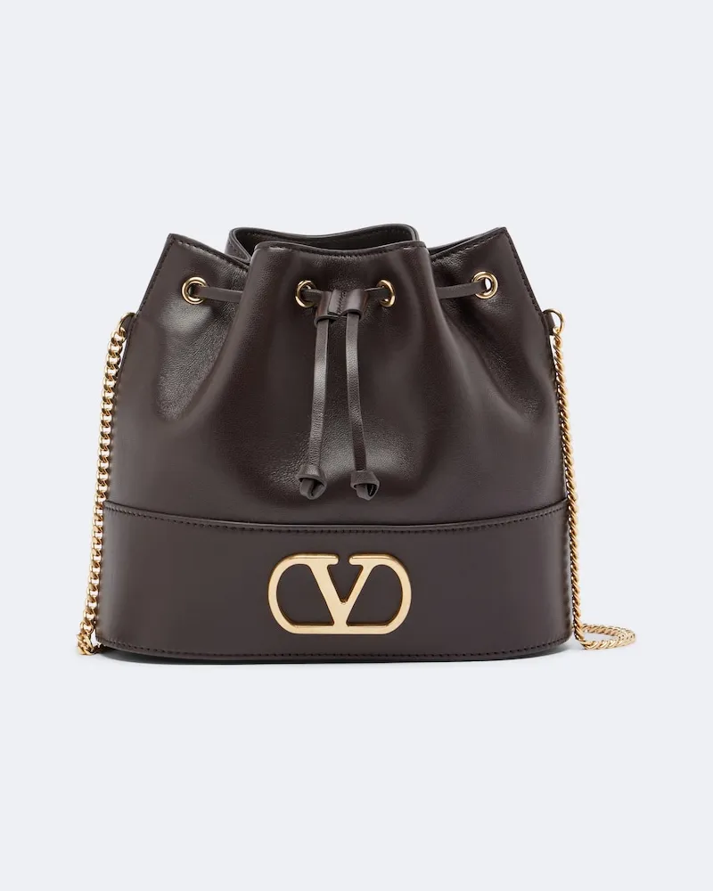 Valentino Garavani Borsa a secchiello VLogo Mini in pelle Marrone
