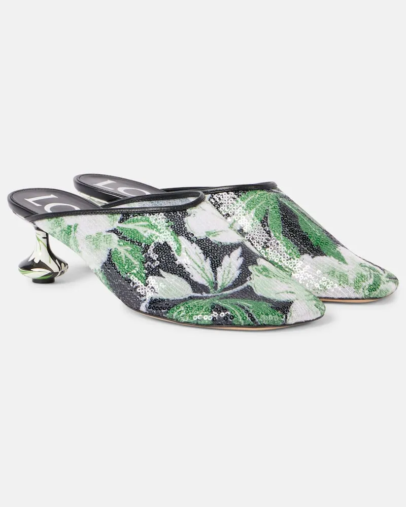 Loewe Mules Toy 45 in mesh con paillettes Verde