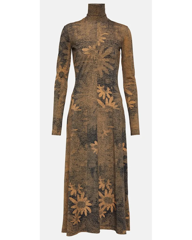 Maison Margiela Abito midi con stampa Marrone