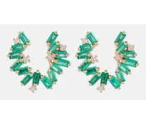 Orecchini Izzy Sideway Spiral in oro 18kt con diamanti e smeraldi