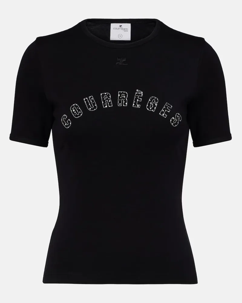 Courrèges CourrÃ¨ges T-shirt Medusa in cotone con stampa Nero