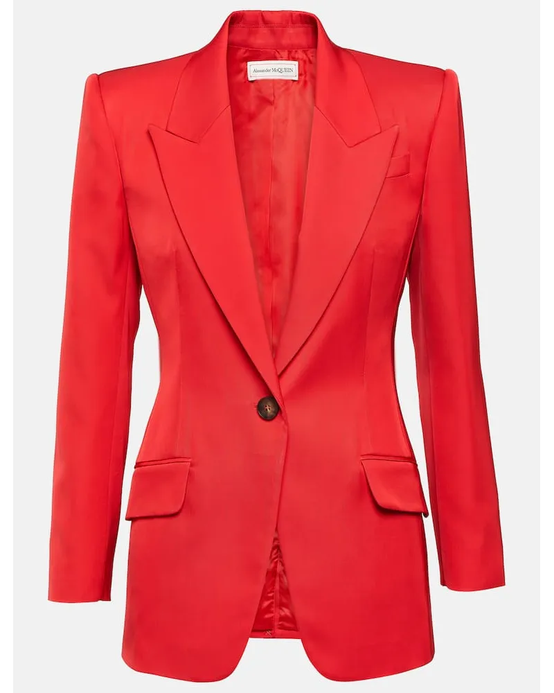 Alexander McQueen Blazer monopetto in twill Rosso