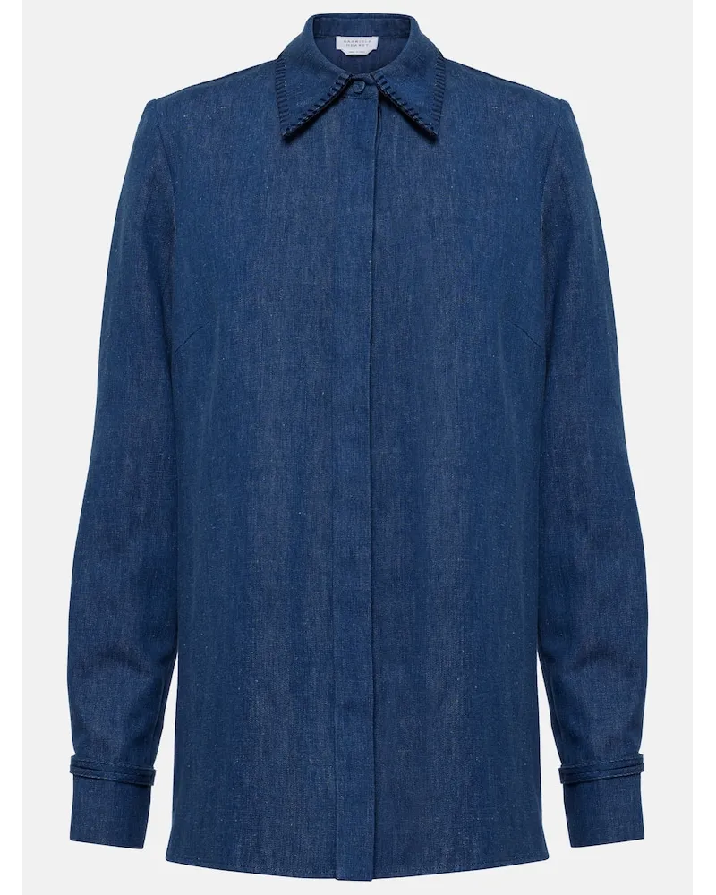 Gabriela Hearst Camicia Cruz in cotone e lino Blu
