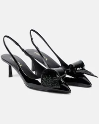 Prada Pumps slingback in vernice con cristalli Nero