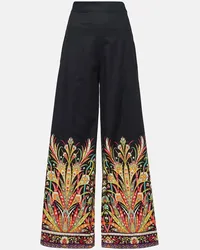 Etro Pantaloni flared in misto cotone Nero