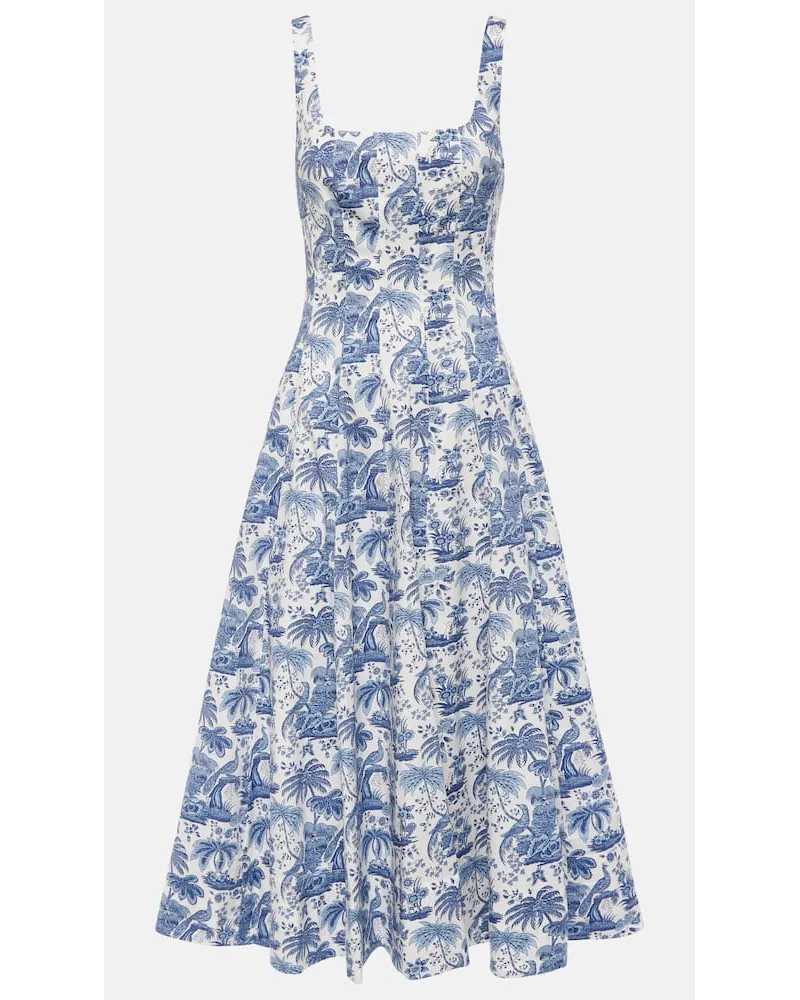 STAUD Abito midi Wells in popeline di cotone Blu