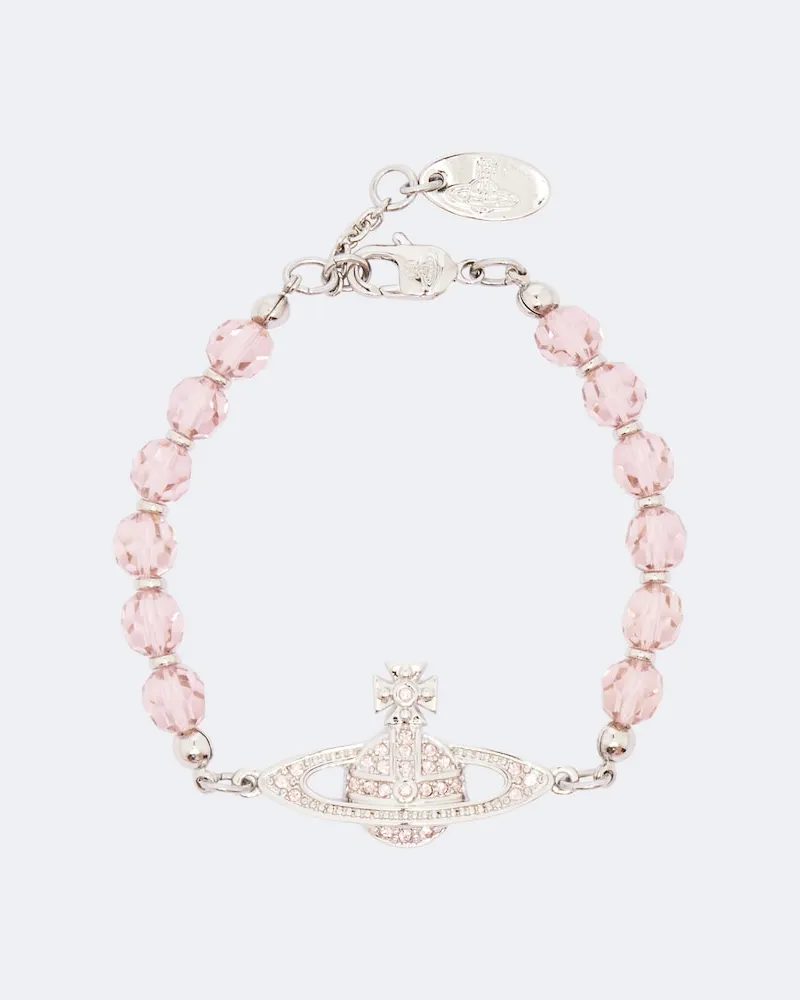 Vivienne Westwood Bracciale Messaline Orb con cristalli Rosa