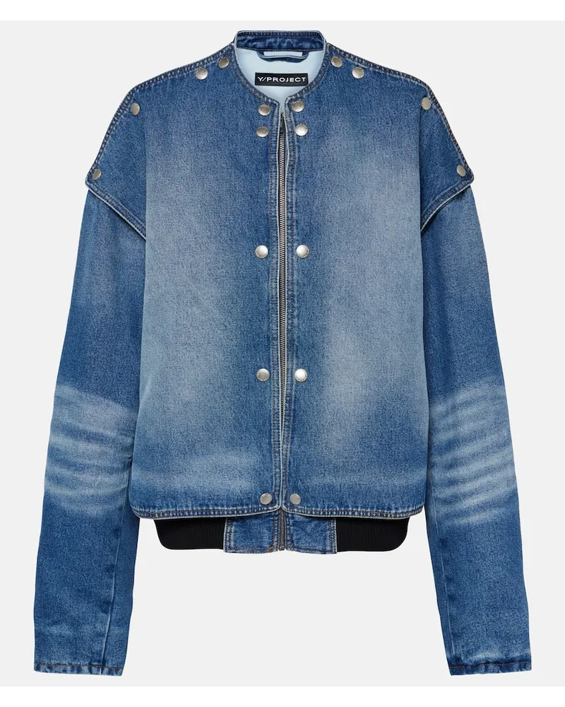 Y/PROJECT Bomber Snap Off di jeans Blu