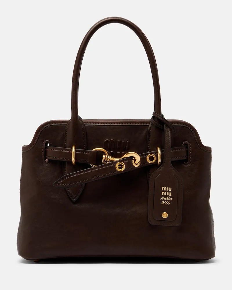 Miu Miu Borsa a spalla Aventure Small in pelle Marrone
