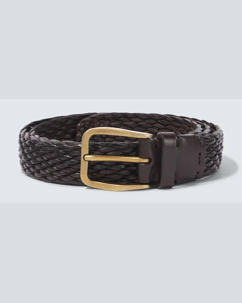 Brunello Cucinelli Cintura in pelle intrecciata Marrone