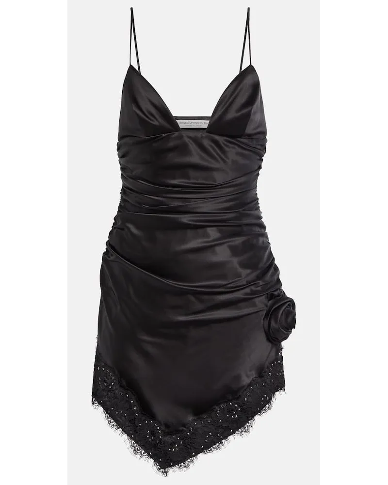 Alessandra Rich Miniabito in raso di misto seta Nero