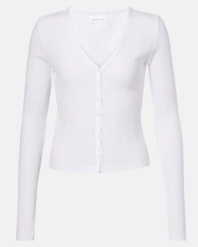 Velvet Cardigan Drew in misto cotone Bianco
