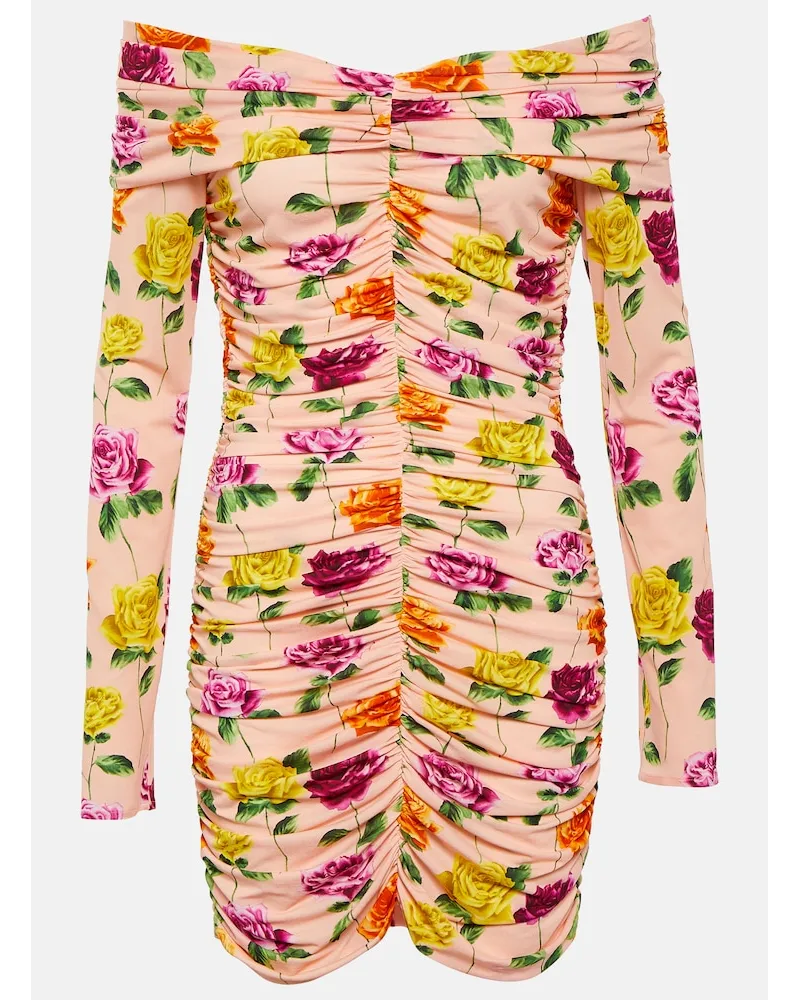 Magda Butrym Miniabito con scollo bardot e stampa floreale Multicolore