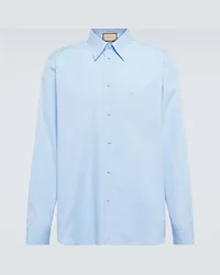 Gucci Camicia GG in popeline di cotone Blu