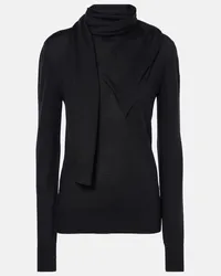 Totême Pullover in lana e seta con sciarpa Nero