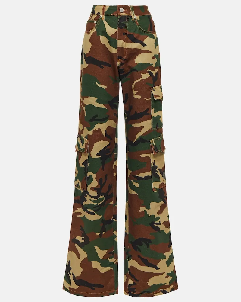 Alessandra Rich Pantaloni cargo in cotone Multicolore