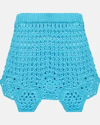 Alanui Cardigan Blooming Flowers in crochet Blu