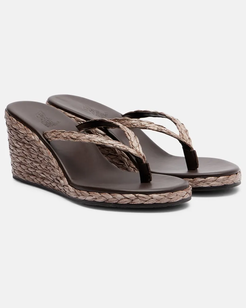 Ancient Greek Sandals Sandali infradito Etheria in rafia con zeppa Marrone