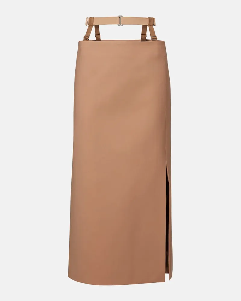 Thierry Mugler Gonna midi in misto lana cut-out Beige