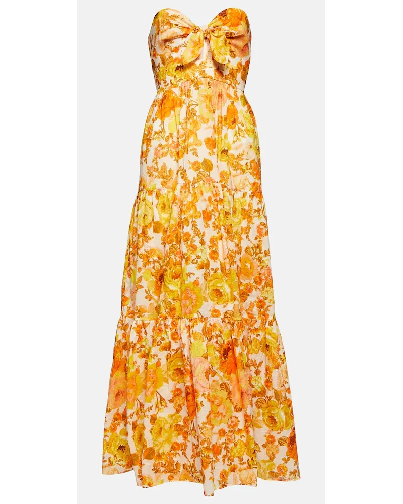 Zimmermann Abito lungo in cotone con stampa floreale Multicolore