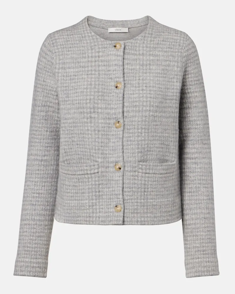 Vince Cardigan in lana e cashmere a quadri Grigio