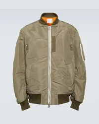 Sacai Bomber in twill con ricamo Verde