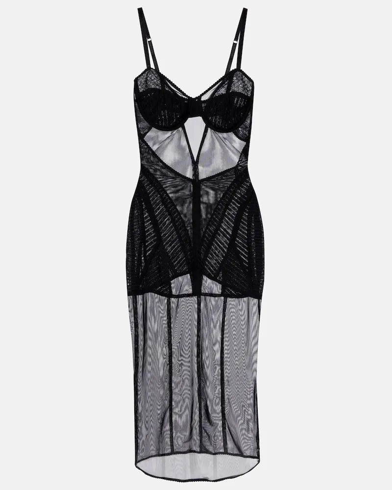 Dolce & Gabbana Abito midi in tulle Nero