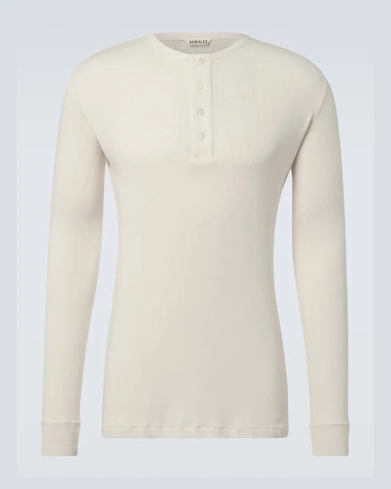 AURALEE Camicia Henley in cotone Bianco
