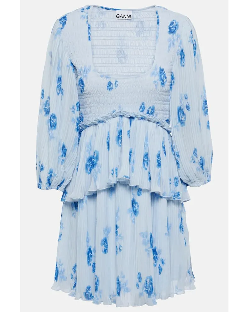 Ganni Miniabito in georgette Blu