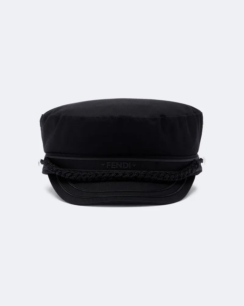 Fendi Cappello newsboy in cotone con logo Nero