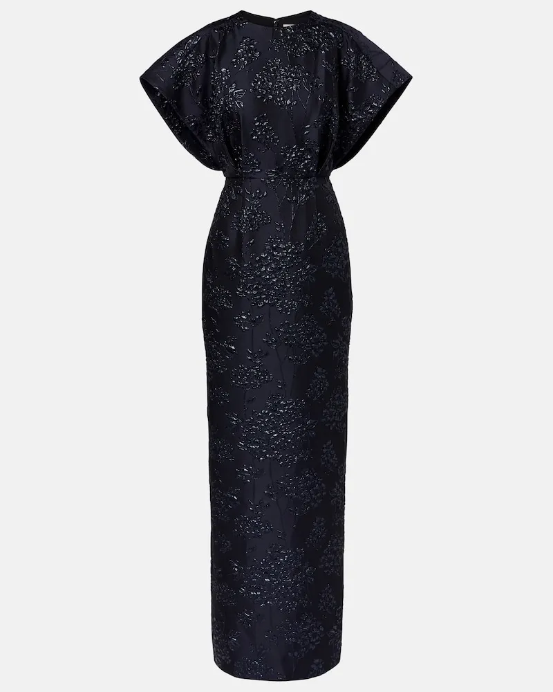Carolina Herrera New York Abito lungo Fan in jacquard floreale Blu