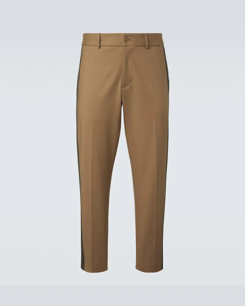 Moncler Pantaloni regular in misto cotone Marrone
