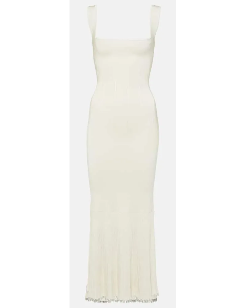 GALVAN Abito midi Atalanta con perline Bianco