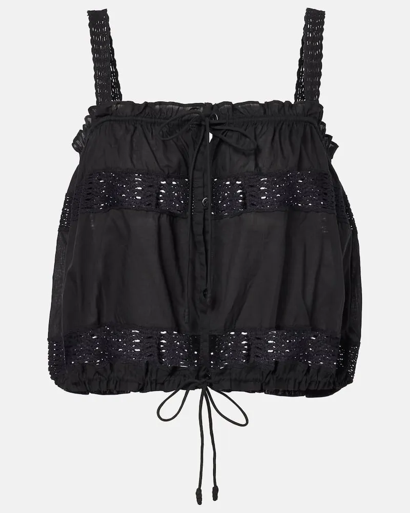 Ulla Johnson Top Marisol in cotone con crochet Nero