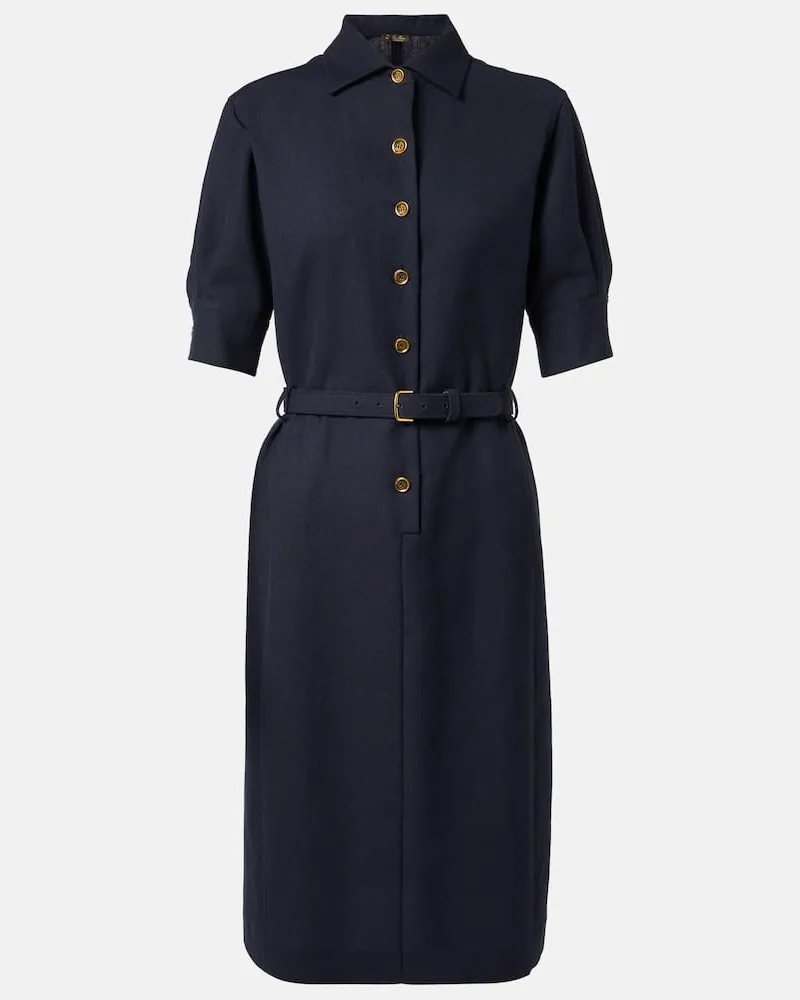 Loro Piana Abito midi in lino e lana Blu