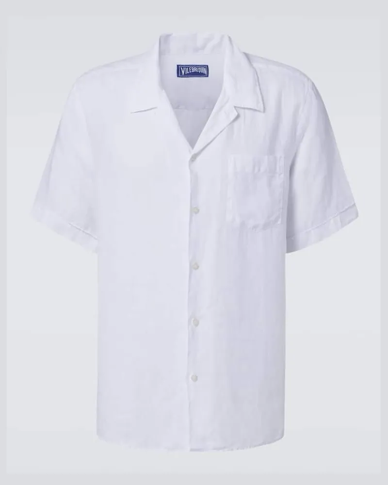 Vilebrequin Camicia bowling Charli in lino Bianco
