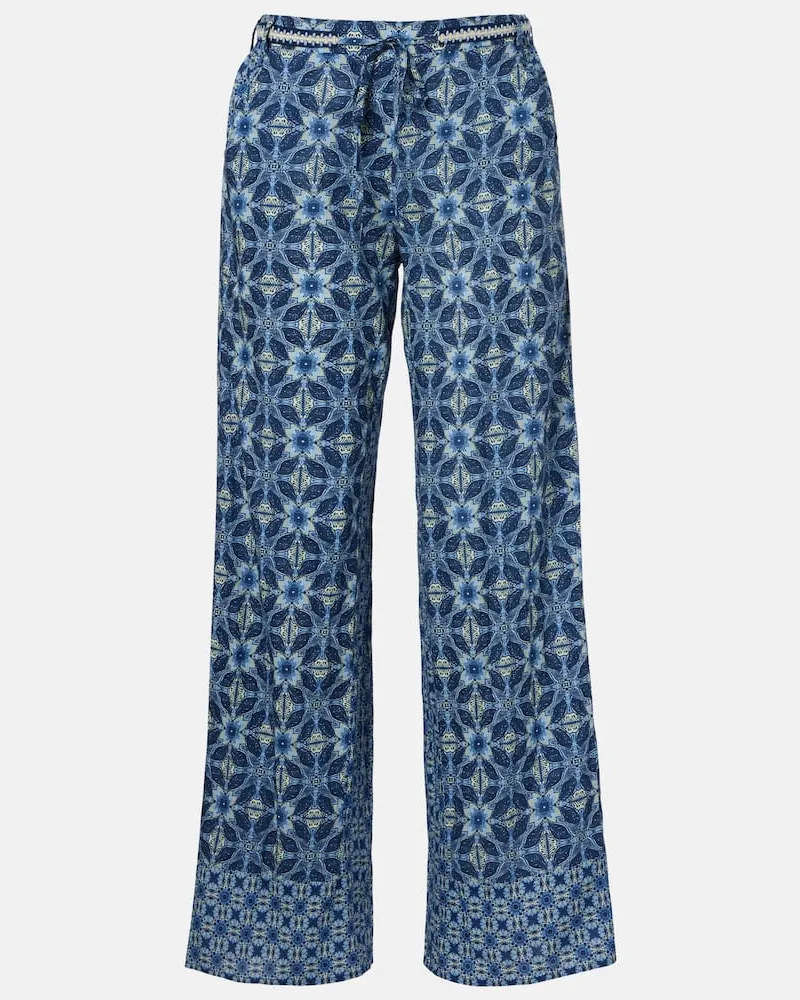 Velvet Pantaloni Kendra in cotone con stampa Blu