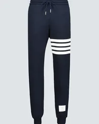 Thom Browne Pantaloni sportivi in cotone 4-Bar Blu