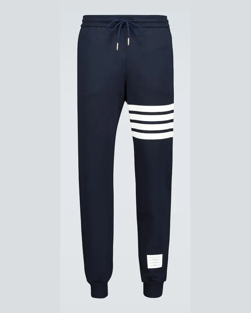 Thom Browne Pantaloni sportivi in cotone 4-Bar Blu